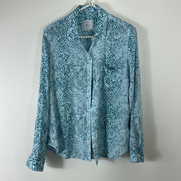 Rails Blue Python Josephine Long Sleeve Button Front Top Small - Picture 5 of 13